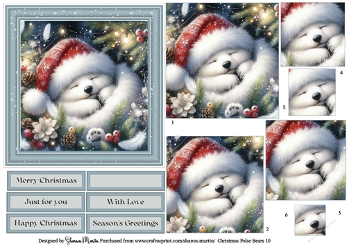 Christmas Polar Bears 10 Topper, Pyramage Layers and sentiments