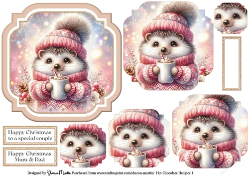 Hot Chocolate Hedgies 1 Topper, Pyramage and Sentiments