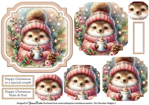 Hot Chocolate Hedgies 2 Topper, Pyramage and Sentiments