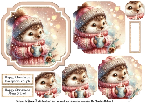 Hot Chocolate Hedgies 3 Topper, Pyramage and Sentiments