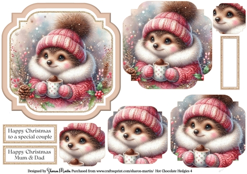 Hot Chocolate Hedgies 4 Topper, Pyramage and Sentiments