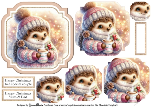 Hot Chocolate Hedgies 5 Topper, Pyramage and Sentiments