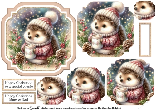 Hot Chocolate Hedgies 6 Topper, Pyramage and Sentiments
