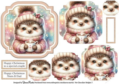 Hot Chocolate Hedgies 7 Topper, Pyramage and Sentiments