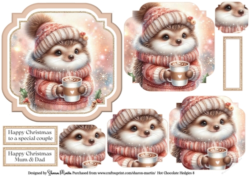 Hot Chocolate Hedgies 8 Topper, Pyramage and Sentiments