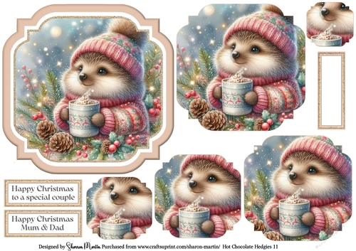 Hot Chocolate Hedgies 11 Topper, Pyramage and Sentiments