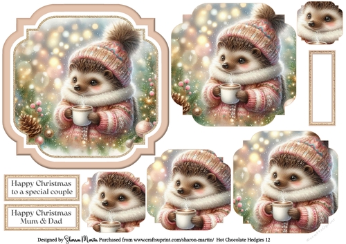 Hot Chocolate Hedgies 12 Topper, Pyramage and Sentiments