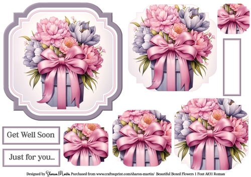 Beautiful Boxed Flowers 1, Topper, Pyramage & Sentiments