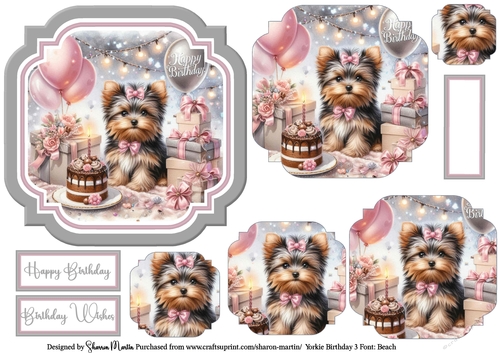 Yorkie Birthday 2 Topper, Pyramage and Sentiments