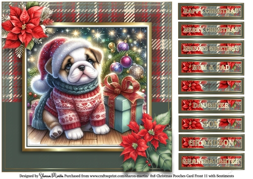 8x8 Christmas Pooches 11 Card Front with Sentiments
