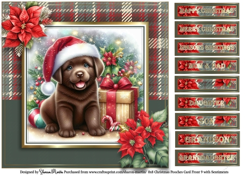 8x8 Christmas Pooches 9 Card Front with Sentiments