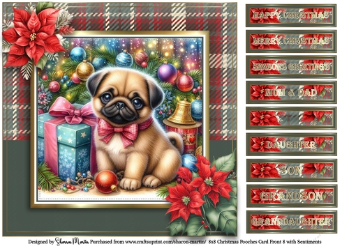 8x8 Christmas Pooches 8 Card Front with Sentiments