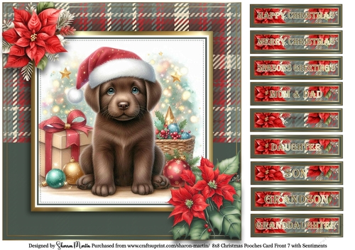 8x8 Christmas Pooches 7 Card Front with Sentiments