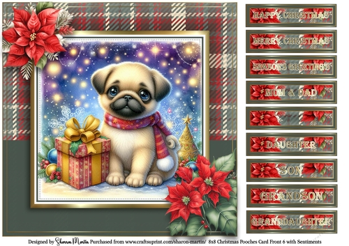 8x8 Christmas Pooches 6 Card Front with Sentiments
