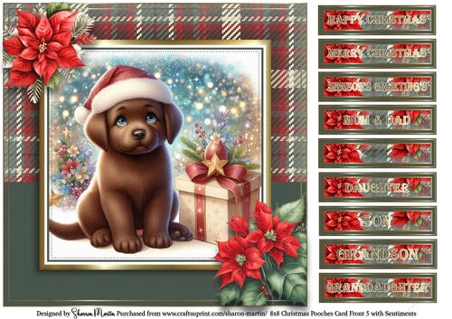 8x8 Christmas Pooches 5 Card Front with Sentiments