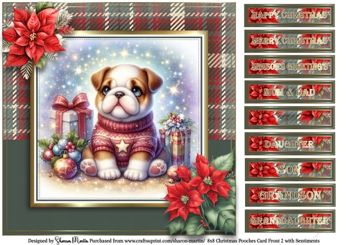 8x8 Christmas Pooches 2 Card Front with Sentiments
