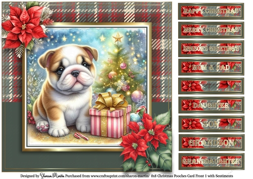 8x8 Christmas Pooches 1 Card Front with Sentiments