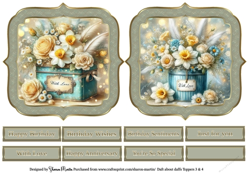 Daft about Daffs Toppers 3 & 4 with Sentiments CU4CU/PU/CU