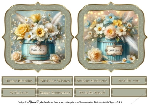 Daft about Daffs Toppers 5 & 6 with Sentiments CU4CU/PU/CU