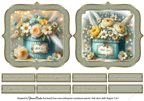 Daft about Daffs Toppers 7 & 8 with Sentiments CU4CU/PU/CU
