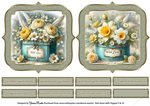Daft about Daffs Toppers 9 & 10 with Sentiments CU4CU/PU/CU