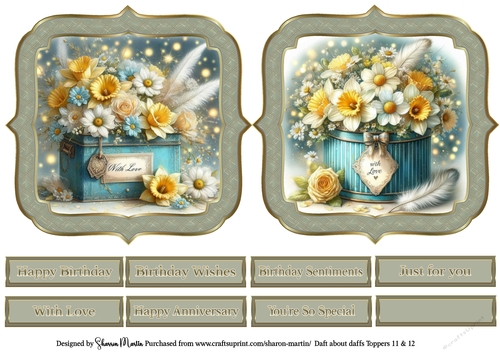 Daft about Daffs Toppers 11 & 12 with Sentiments CU4CU/PU/CU