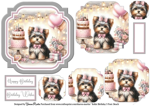 Yorkie Birthday 5 Topper, Pyramage and Sentiments