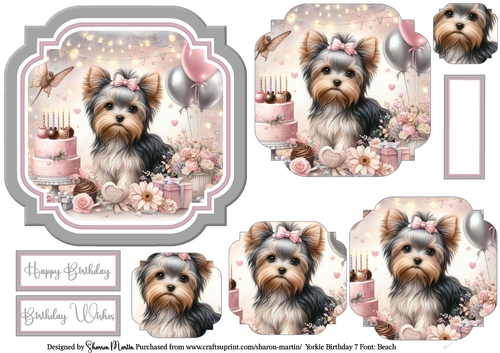 Yorkie Birthday 7 Topper, Pyramage and Sentiments