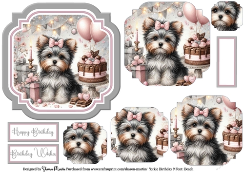 Yorkie Birthday 9 Topper, Pyramage and Sentiments