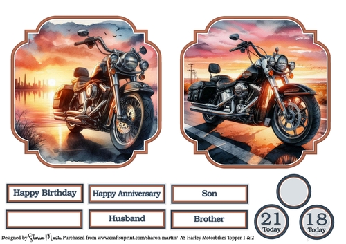 Large Toppers Harley Motorbikes 1 & 2 CU4CU/CU/PU