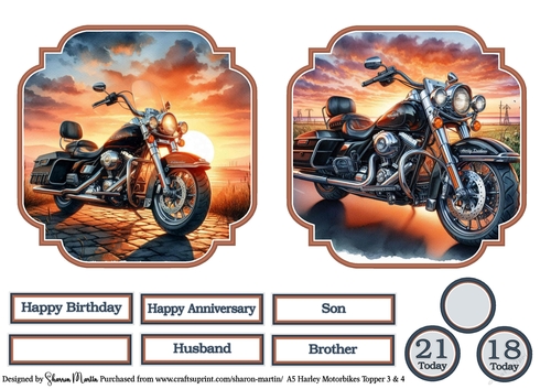 Large Toppers Harley Motorbikes 3 & 4 CU4CU/CU/PU