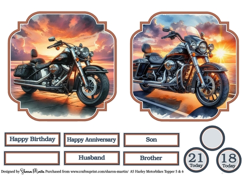 Large Toppers Harley Motorbikes 5 & 6 CU4CU/CU/PU