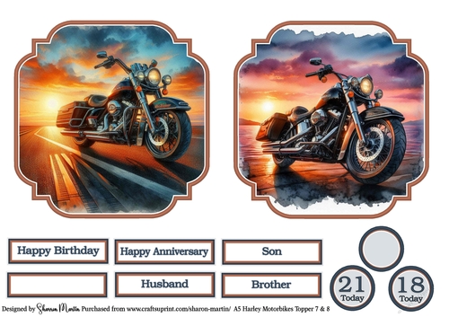 Large Toppers Harley Motorbikes 7 & 8 CU4CU/CU/PU