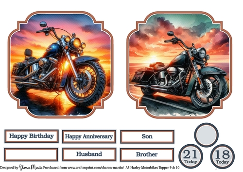 Large Toppers Harley Motorbikes 9 & 10 CU4CU/CU/PU