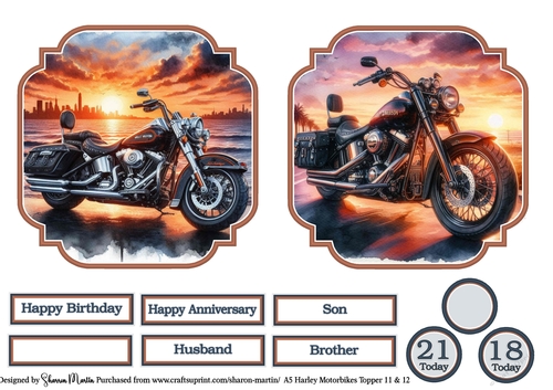 Large Toppers Harley Motorbikes 11 & 12 CU4CU/CU/PU