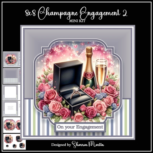 8x8 Champagne Engagment 2 Mini Kit - x6 A4 Sheets 