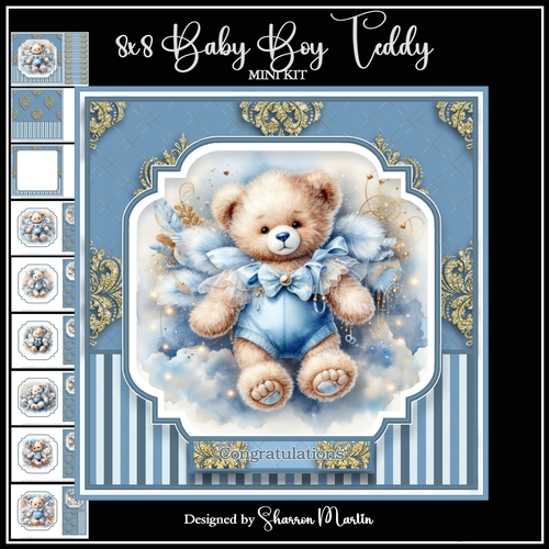 8x8 Baby Boy Teddy Mini Kit - x9 A4 Sheets 