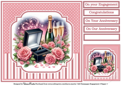 8x8 Champagne Engagement 4 (Pink) Topper 1