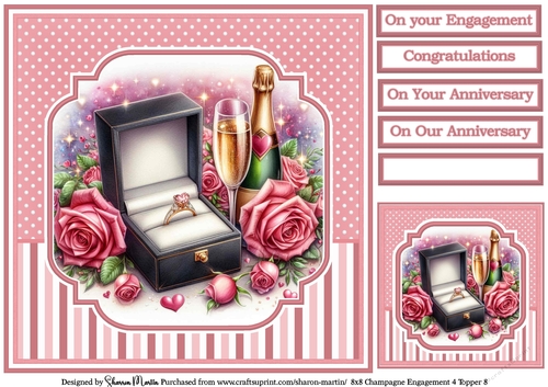 8x8 Champagne Engagement 4 (Pink) Topper 8