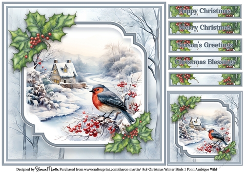 8x8 Christmas Winter Birds 1