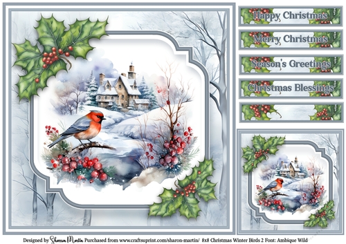 8x8 Christmas Winter Birds 2