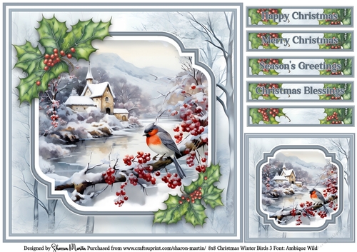 8x8 Christmas Winter Birds 3