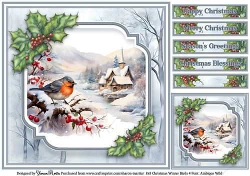 8x8 Christmas Winter Birds 4