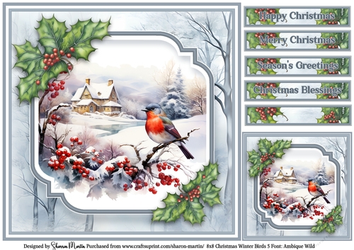 8x8 Christmas Winter Birds 5
