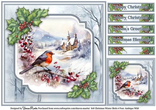 8x8 Christmas Winter Birds 6