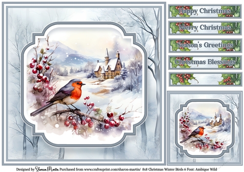 8x8 Christmas Winter Birds 6 No Mistletoe