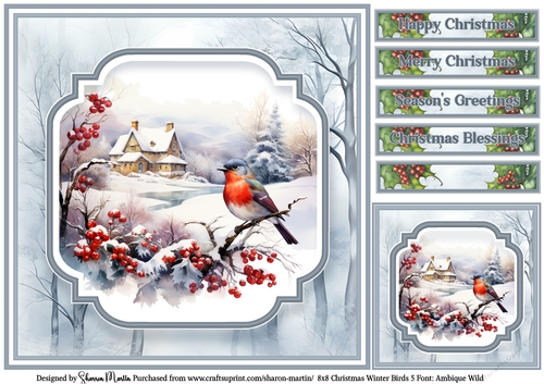 8x8 Christmas Winter Birds 5 No Mistletoe