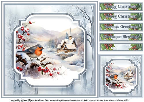8x8 Christmas Winter Birds 4 No Mistletoe