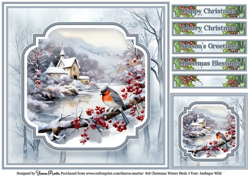 8x8 Christmas Winter Birds 3 No Mistletoe