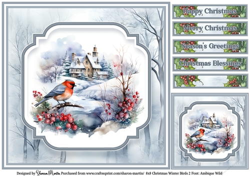 8x8 Christmas Winter Birds 2 No Mistletoe